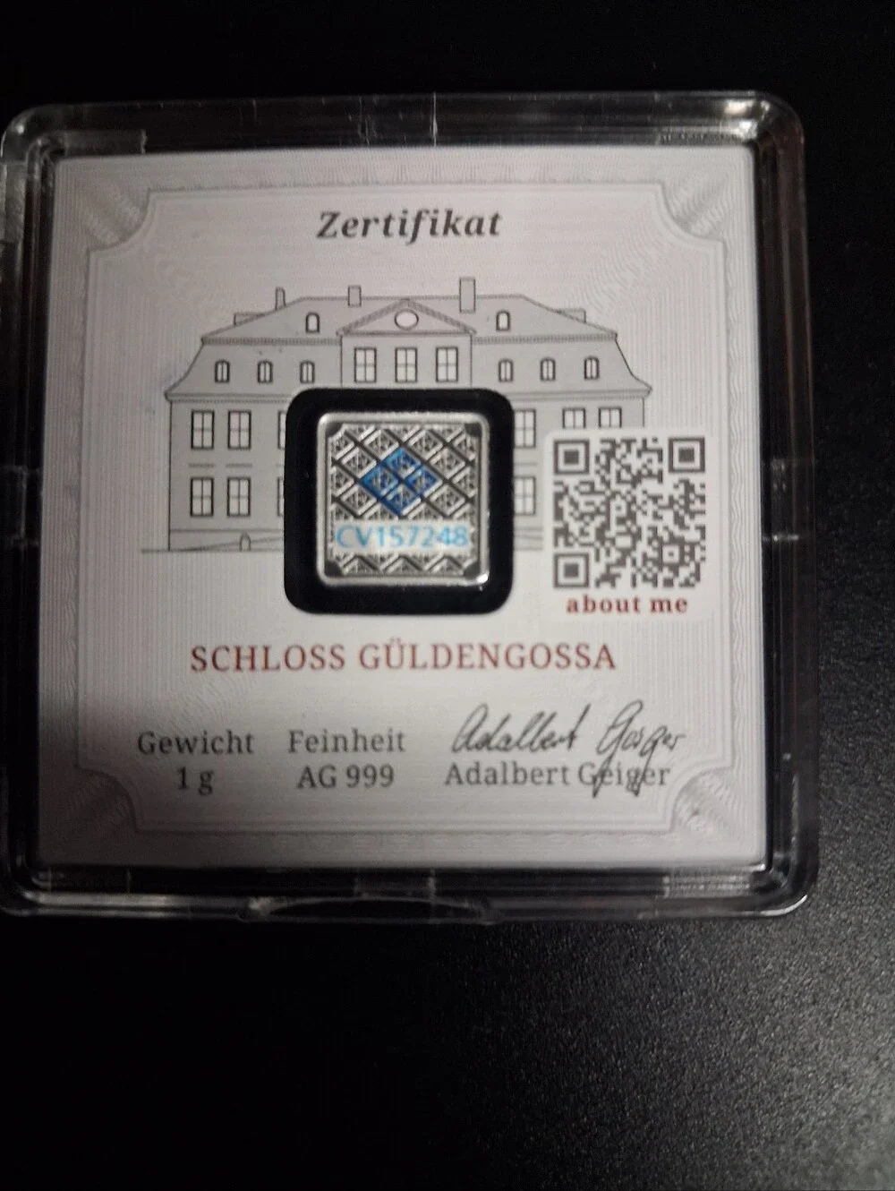 Silver 1g Square Coin - AG 999